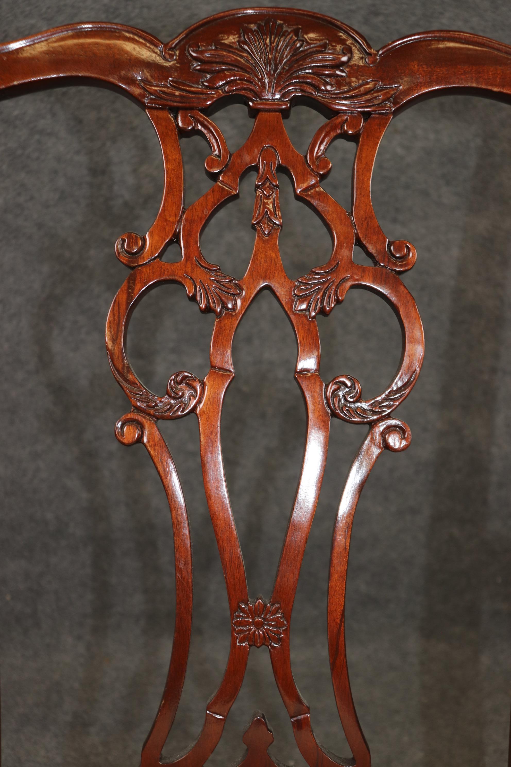 Fine Set of 8 Chippendale Style Ball and Claw Dining Chairs For Sale 6