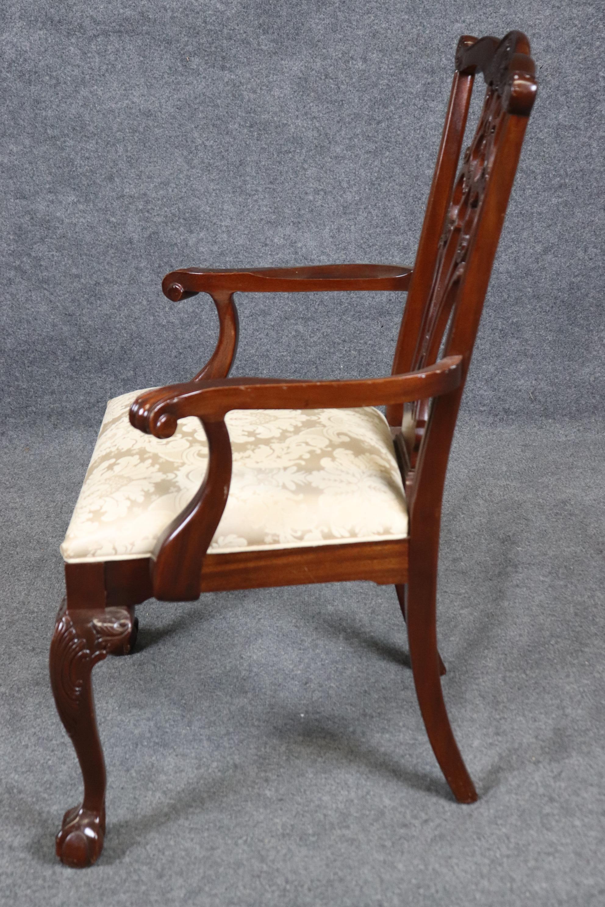 Mahogany Fine Set of 8 Chippendale Style Ball and Claw Dining Chairs For Sale