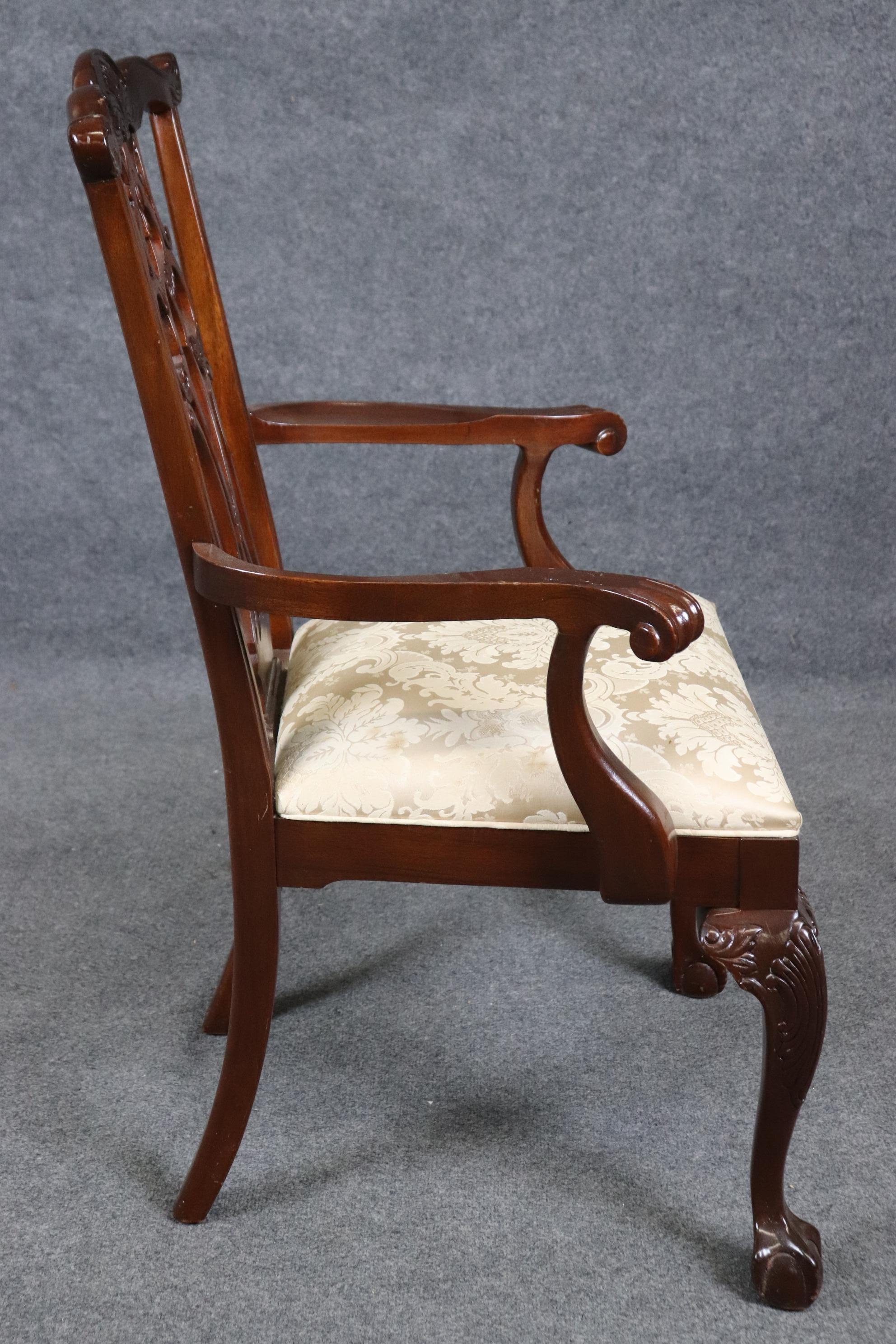 Fine Set of 8 Chippendale Style Ball and Claw Dining Chairs For Sale 1