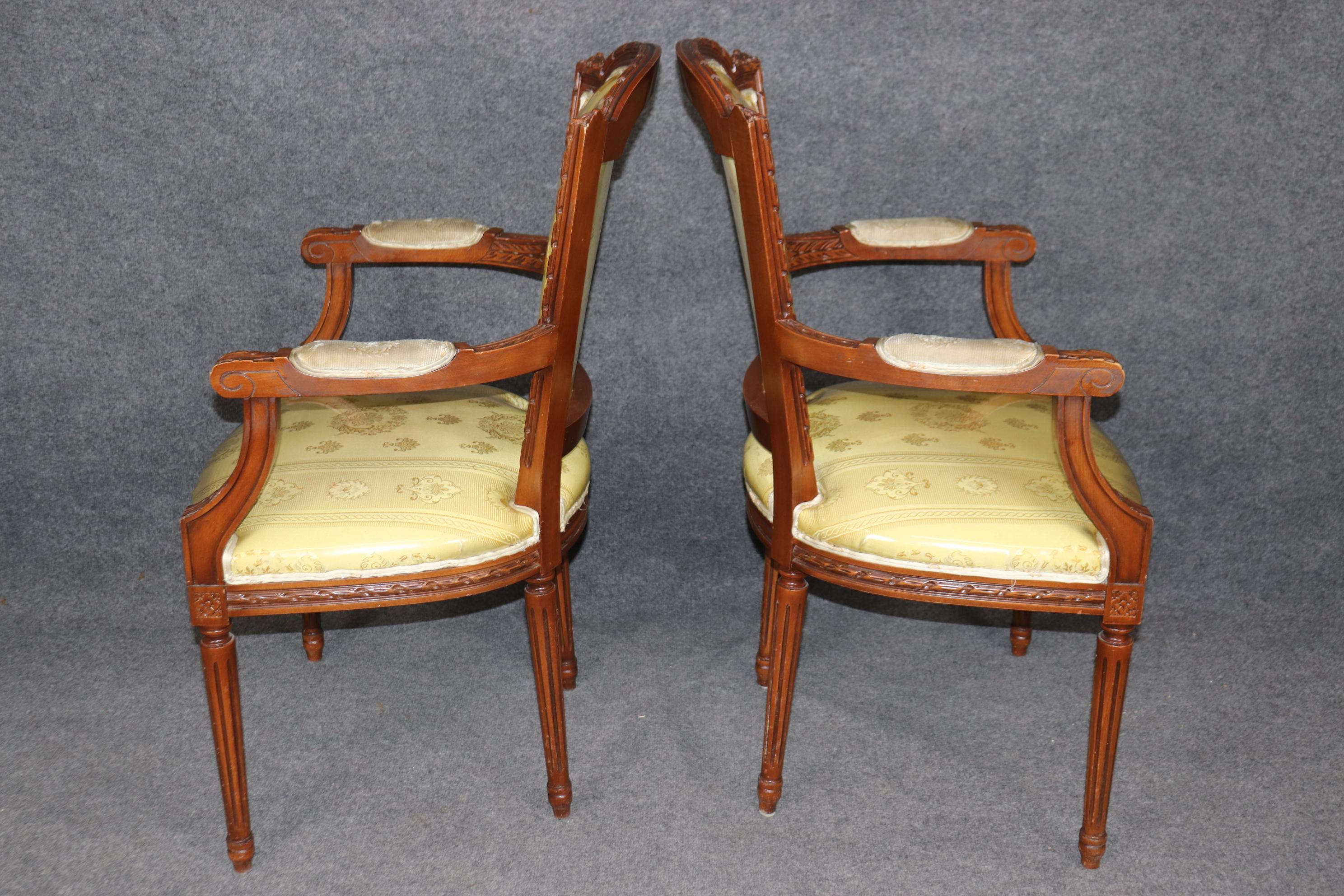 Early 20th Century Fine Set of 8 Early 1900s Era French Louis XVI Style Walnut Dining Chairs For Sale