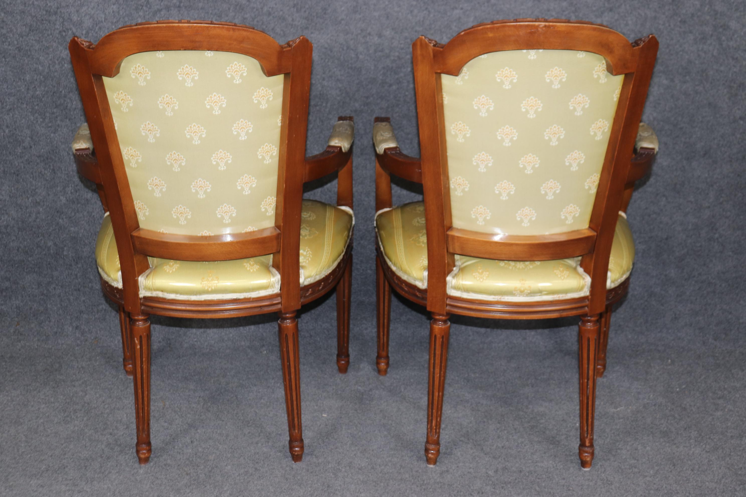 Fine Set of 8 Early 1900s Era French Louis XVI Style Walnut Dining Chairs For Sale 1
