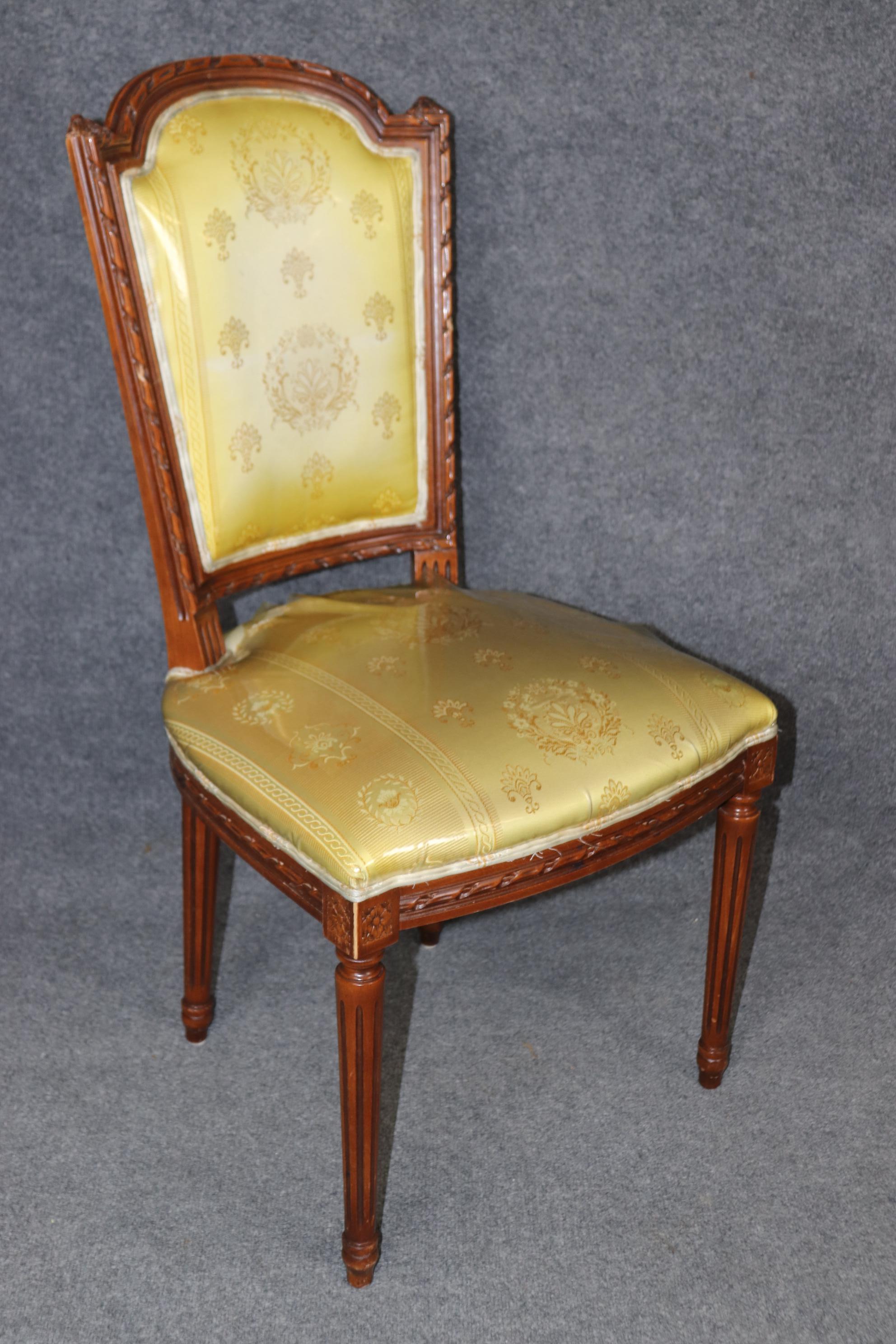 Fine Set of 8 Early 1900s Era French Louis XVI Style Walnut Dining Chairs For Sale 4