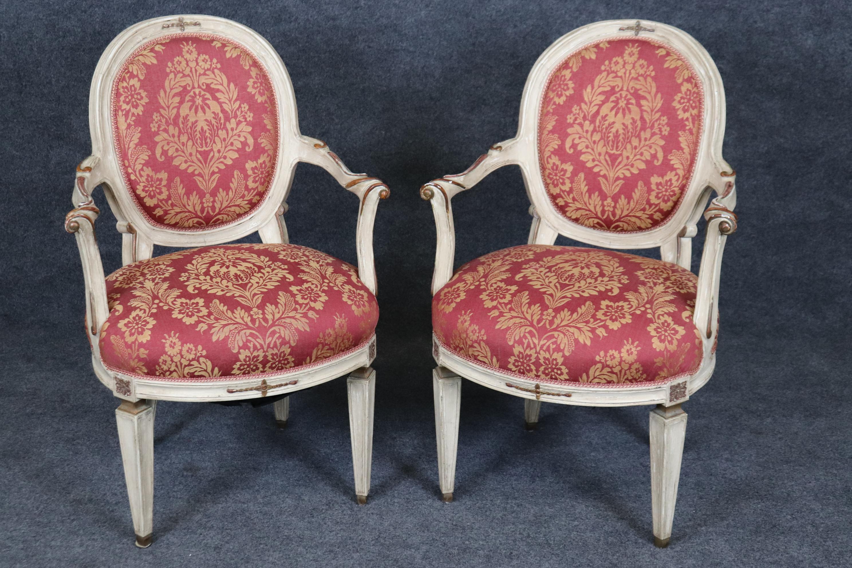 Direttorio Raffinato set di 8 sedie da pranzo francesi in stile Directoire Luigi XVI decorate con vernice in vendita