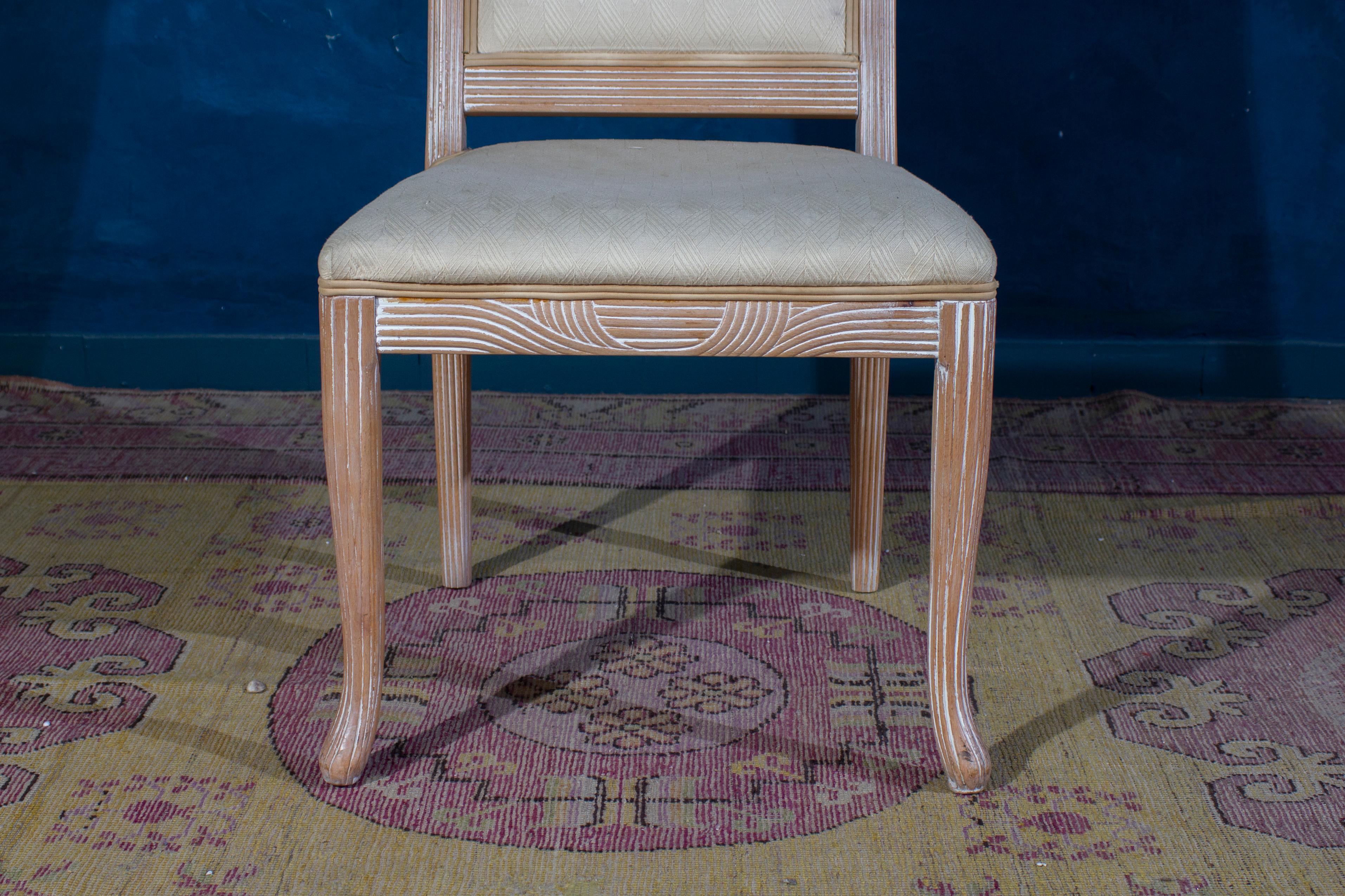 Fine Set of 8 Italian White Decapé Wood Chairs, 1970s For Sale 6