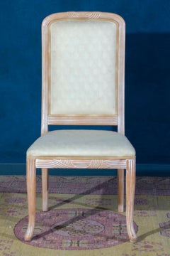 Fine Set of 8 Italian White Decapé Wood Chairs, 1970s
