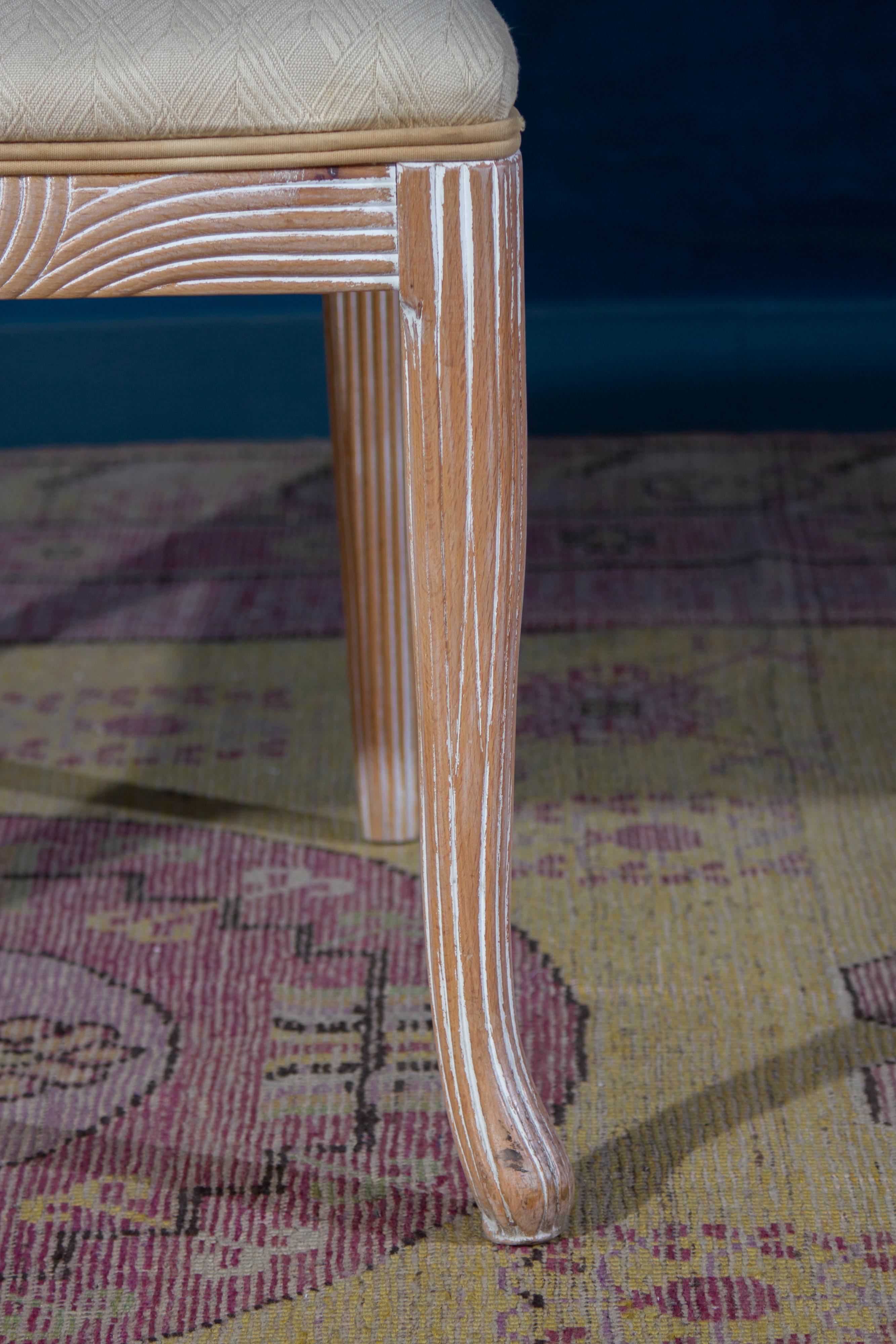 Fine Set of 8 Italian White Decapé Wood Chairs, 1970s For Sale 1