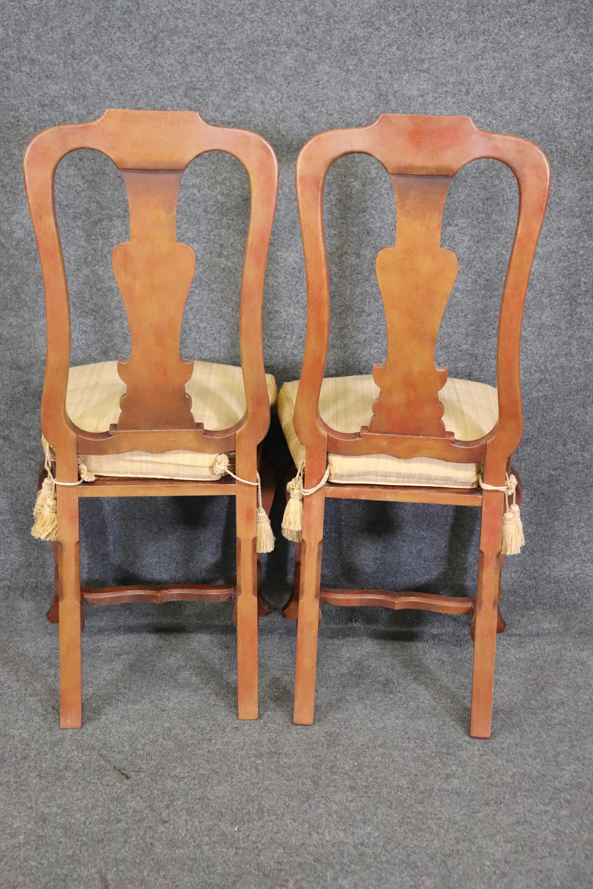 Fine Set of Dark Red Italian Italian Made Chinoiserie Cane Seat Dining Chairs 3