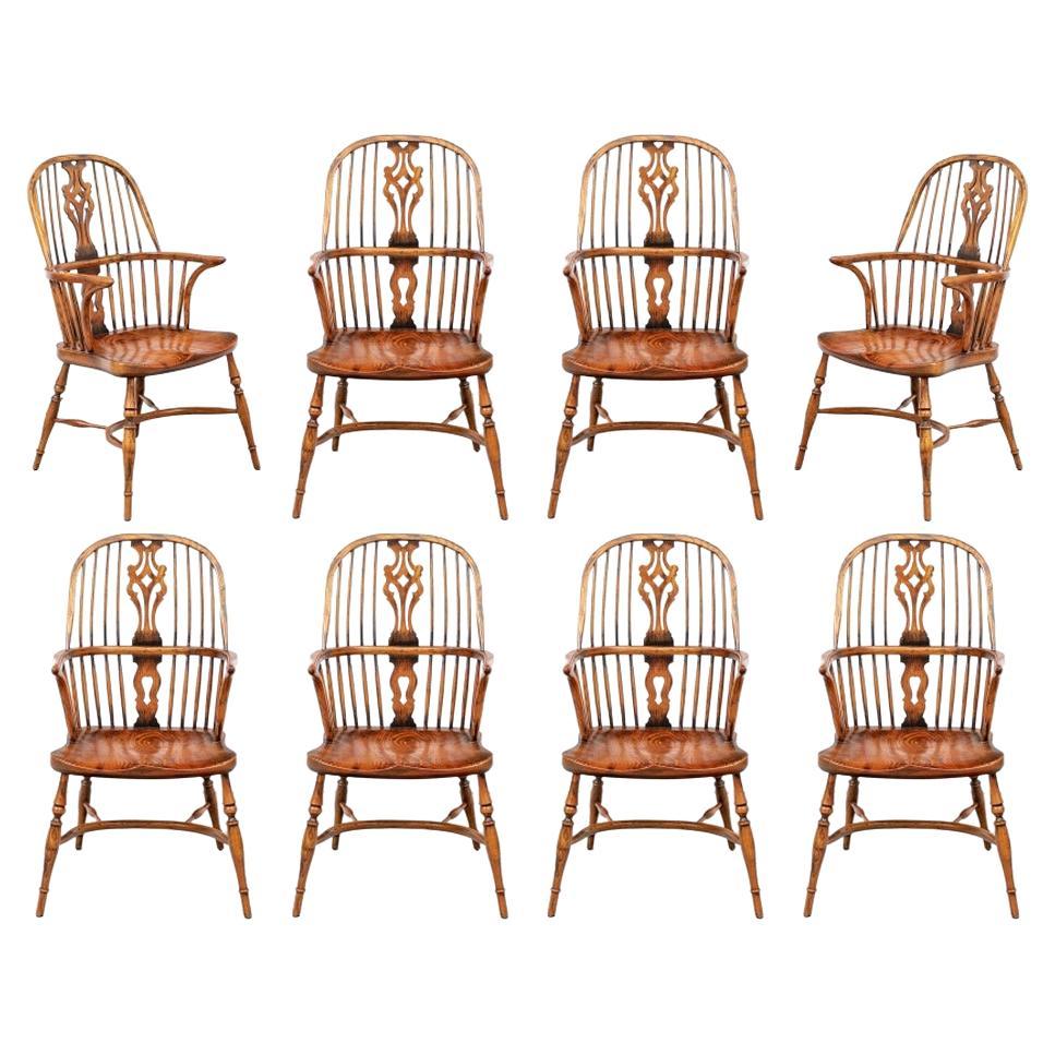 Fine Set of Eight English Made Windsor Armchairs