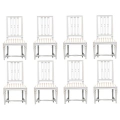 Fine Set of Eight Gustavian Style Painted Dining Chairs