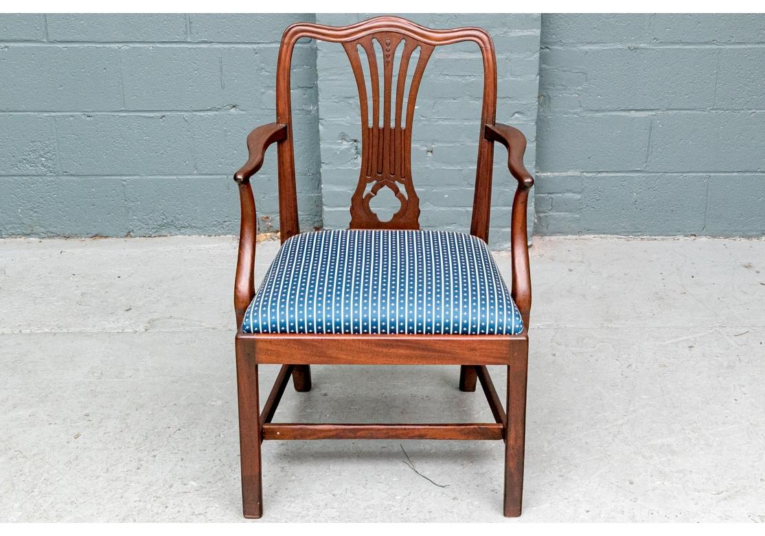 Fabric Fine Set Of Eight Mahogany Hepplewhite Style Dining Chairs For Sale