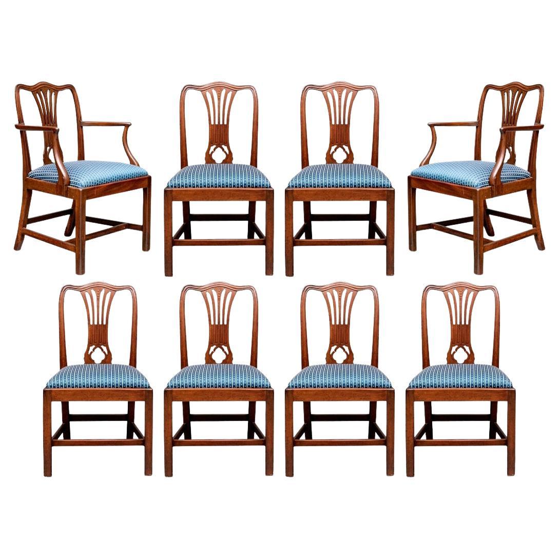 Fine Set Of Eight Mahogany Hepplewhite Style Dining Chairs For Sale