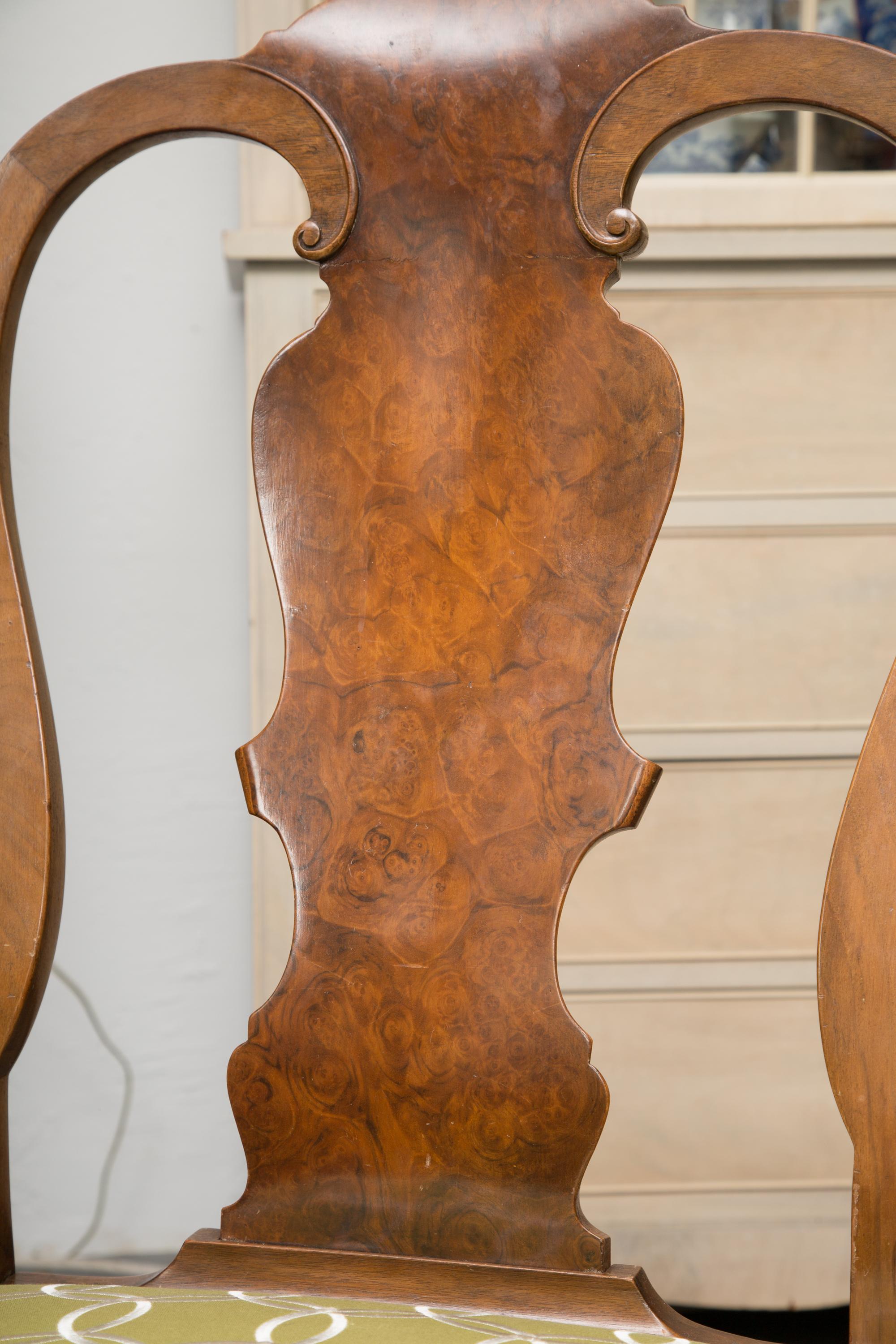 Fine Set of Eight, Queen Anne Style Walnut Dining Chairs 1