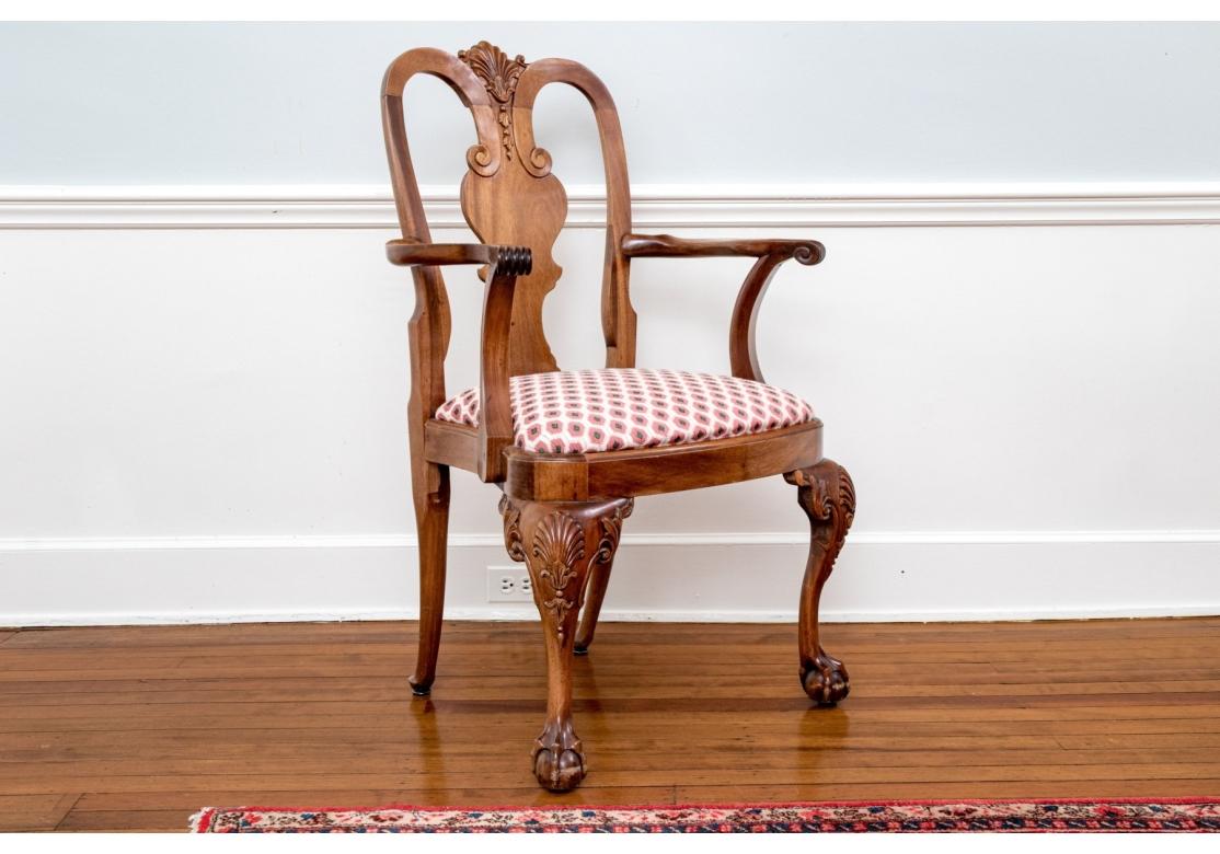 Fino Juego De Ocho Sillas De Comedor De Caoba Maciza Estilo Chippendale en venta 6