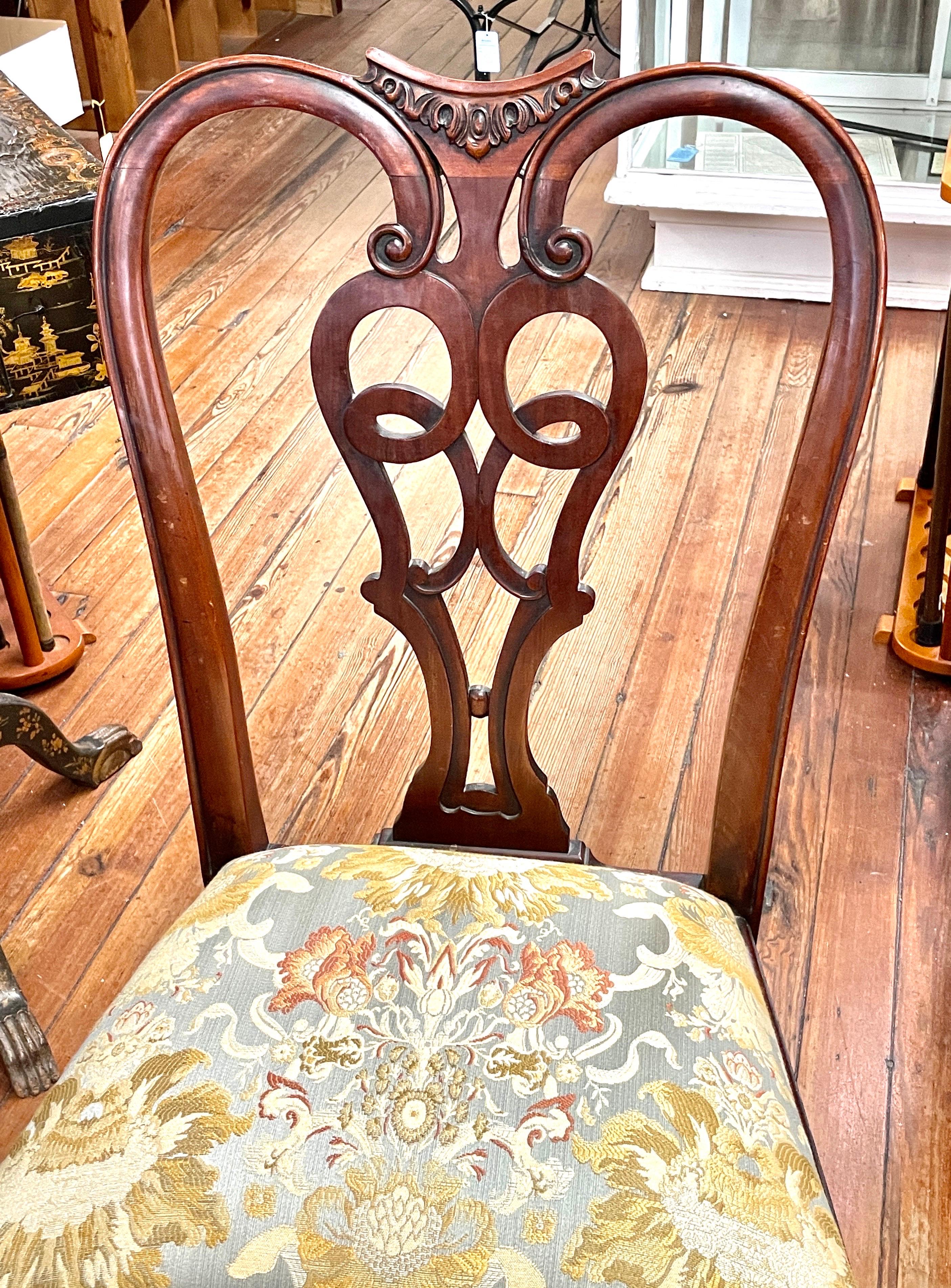Fine Set of Eight 6+2 Antique English Geo. II Style Carved Mahog Dining Chairs 3