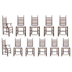 Used Fine Set of Eleven Faux Bamboo Ladderback Dining Chairs