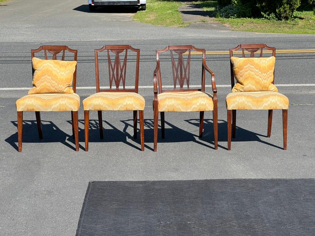 Fine Set of Four Antique 18th Century Carved Mahogany Hepplewhite Chairs For Sale 7