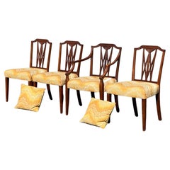 Fine Set of Four Antique 18th Century Carved Mahogany Hepplewhite Chairs
