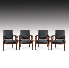 Fine Set of Four Empire Period Mahogany Fauteuils