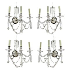 Fine Set of Four English Cut-Glass Wall Sconces