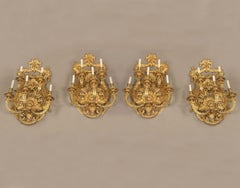 Fine Set of Four Important Late 19th Century Gilt Bronze Five-Light Sconces