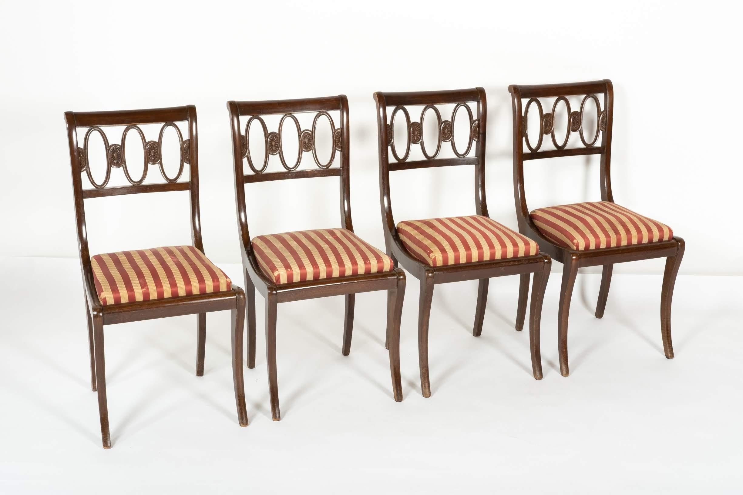 Fine Set of Four Mahogany Chairs, Italy, circa 1950 For Sale 4