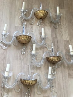 Fine Set of Four Neoclassical Murano Glass Sconces by Veronese, Italy, 1950