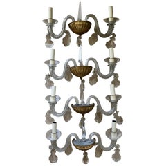Fine Set of Four Neoclassical Murano Glass Sconces by Veronese, Italy, 1950