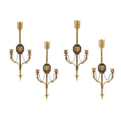 Fine Set of Four of Italian Ormolu Wall Lights or Appliques in the French Empire