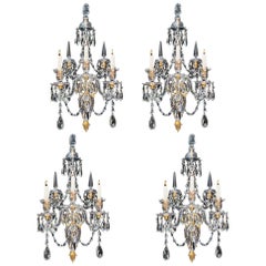 Fine Set of Four Ormolu Mounted and Cut Glass Wall Lights in the Style of Will