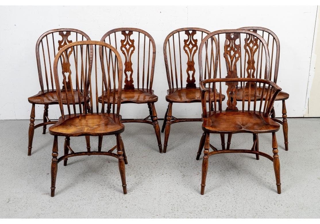 Fine Set of One Arm and Five Side Windsor Chairs Made in England 5