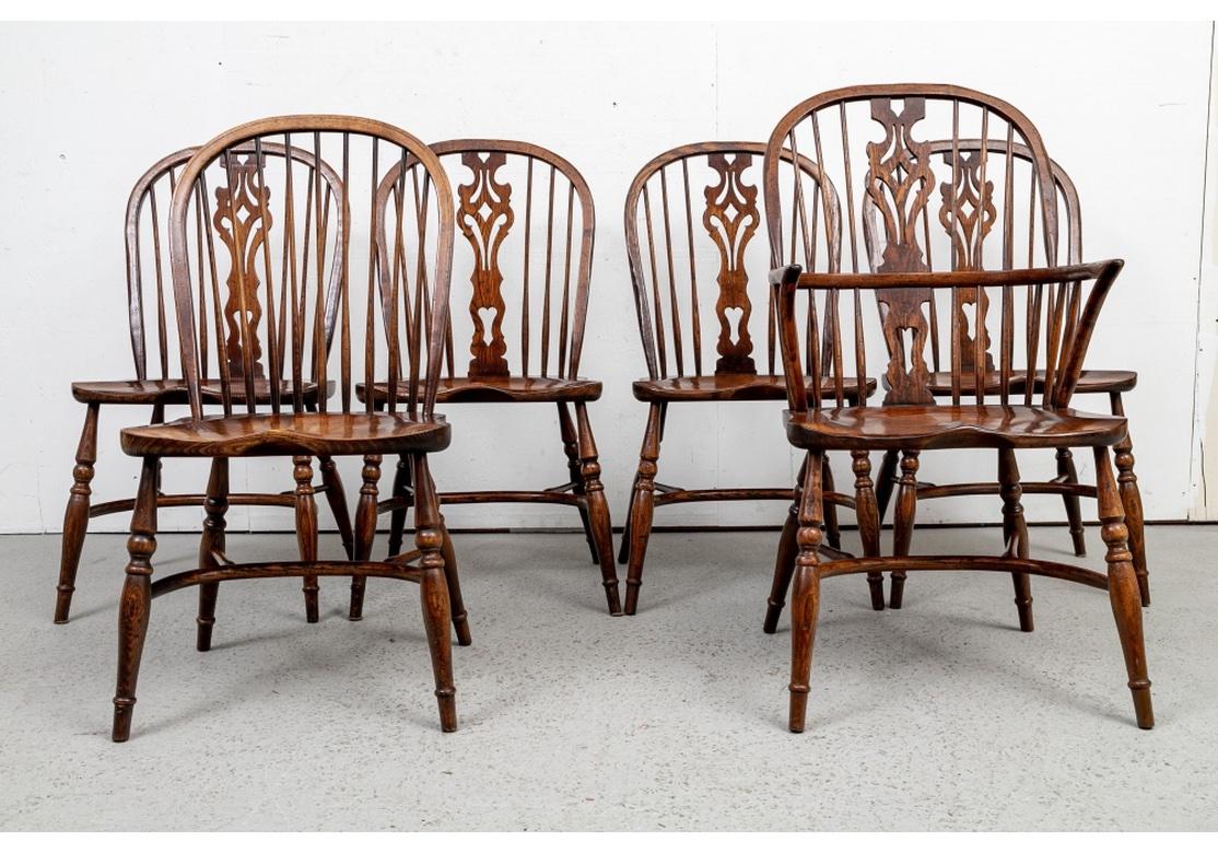 Rustic Fine Set of One Arm and Five Side Windsor Chairs Made in England