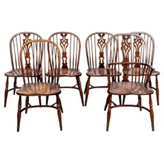 Fine Set of One Arm and Five Side Windsor Chairs Made in England