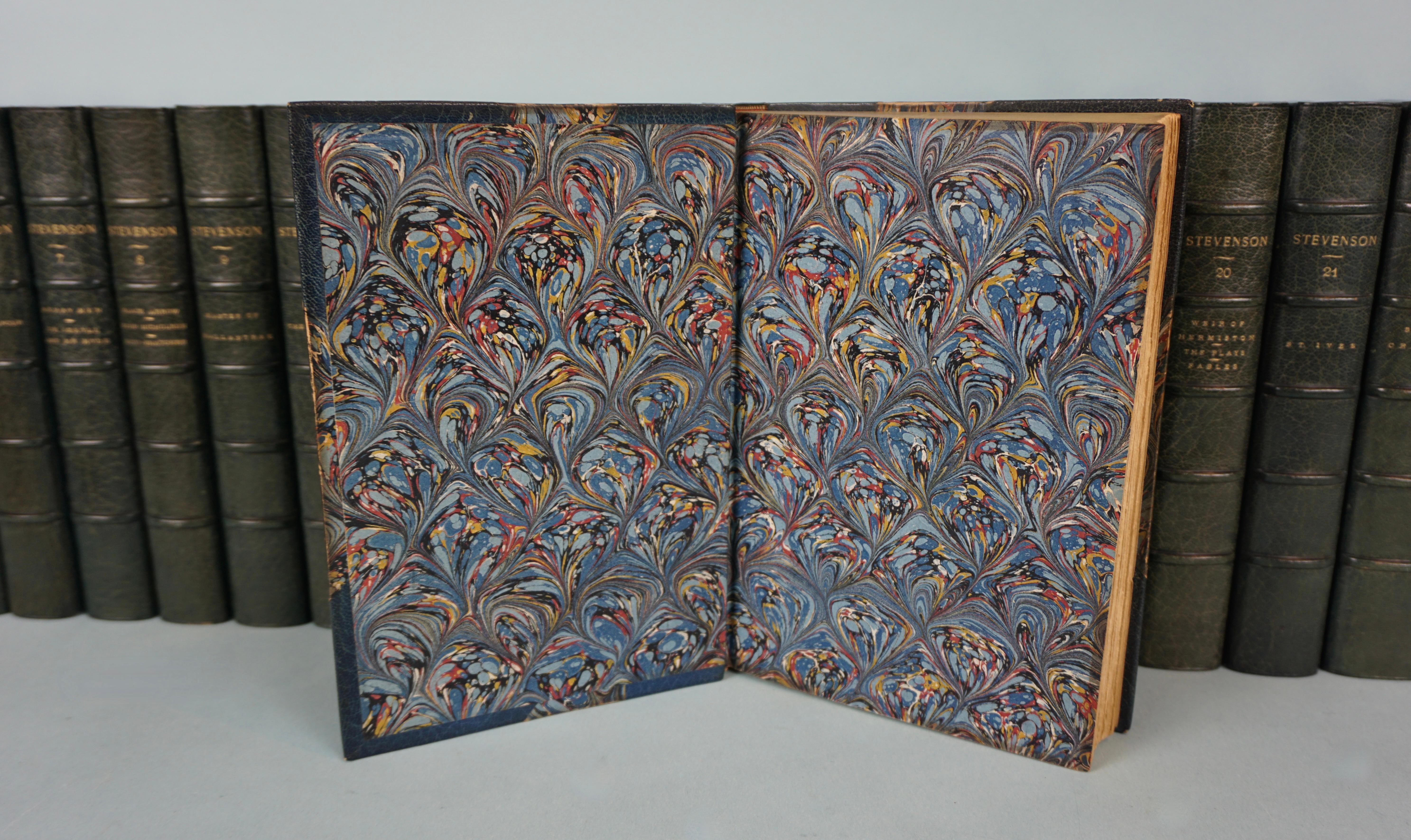 Fine Set of Robert Louis Stevenson's Works in 26 Blue Leatherbound Volumes 1