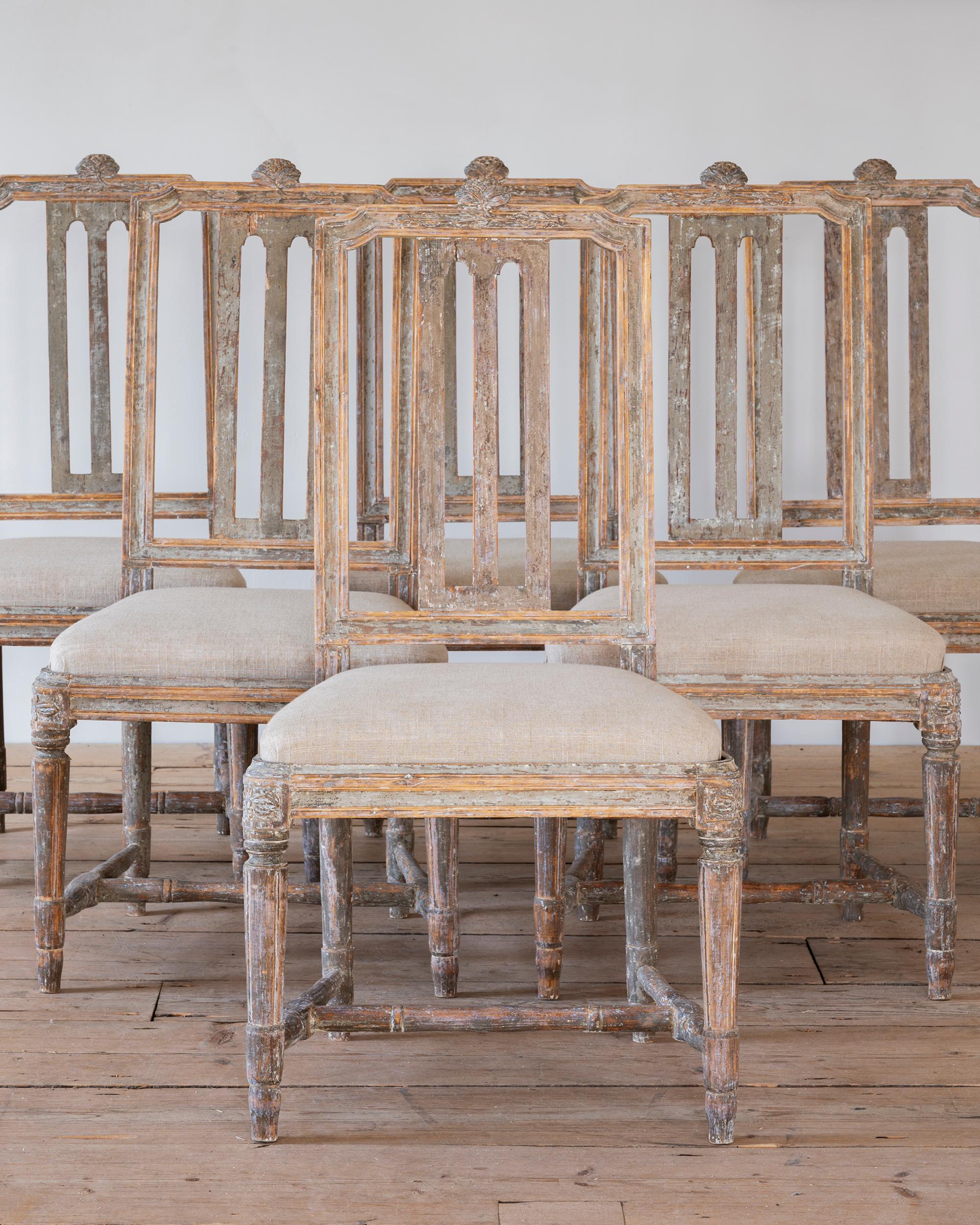 Swedish Fine Set of Six 18th Century Gustavian Chairs For Sale