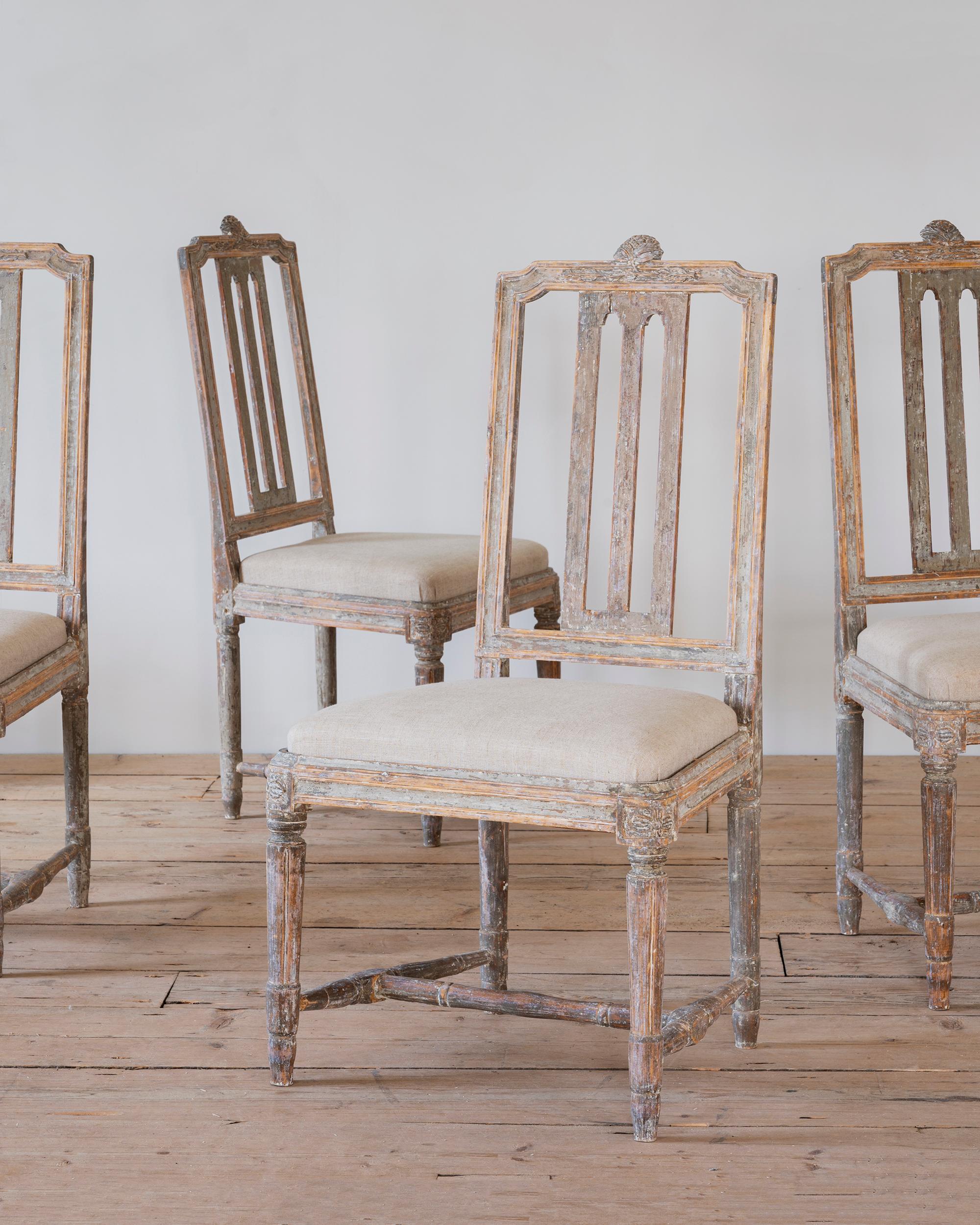 Hand-Crafted Fine Set of Six 18th Century Gustavian Chairs For Sale