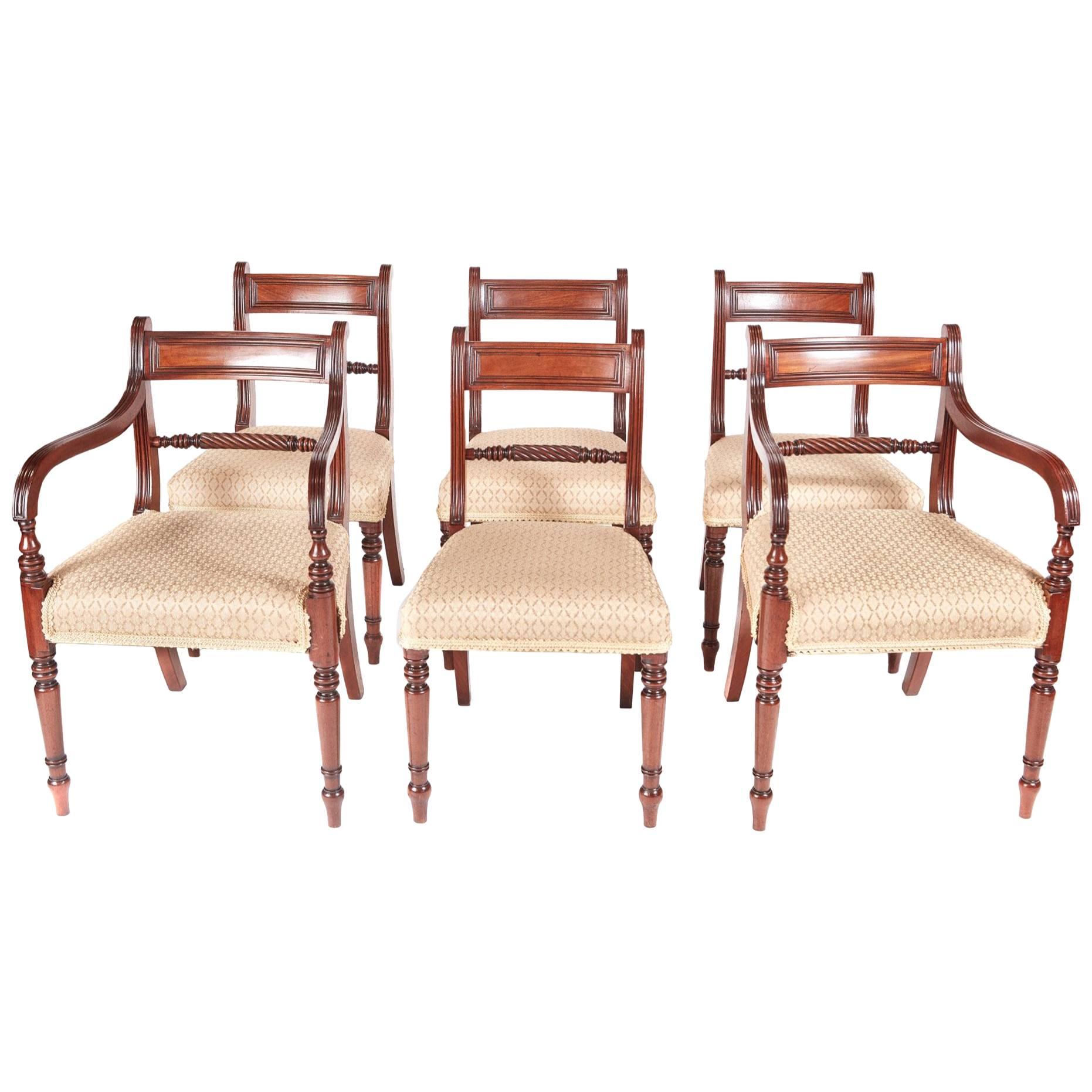 Fine Set of Six Antique Regency Mahogany Dining Chairs