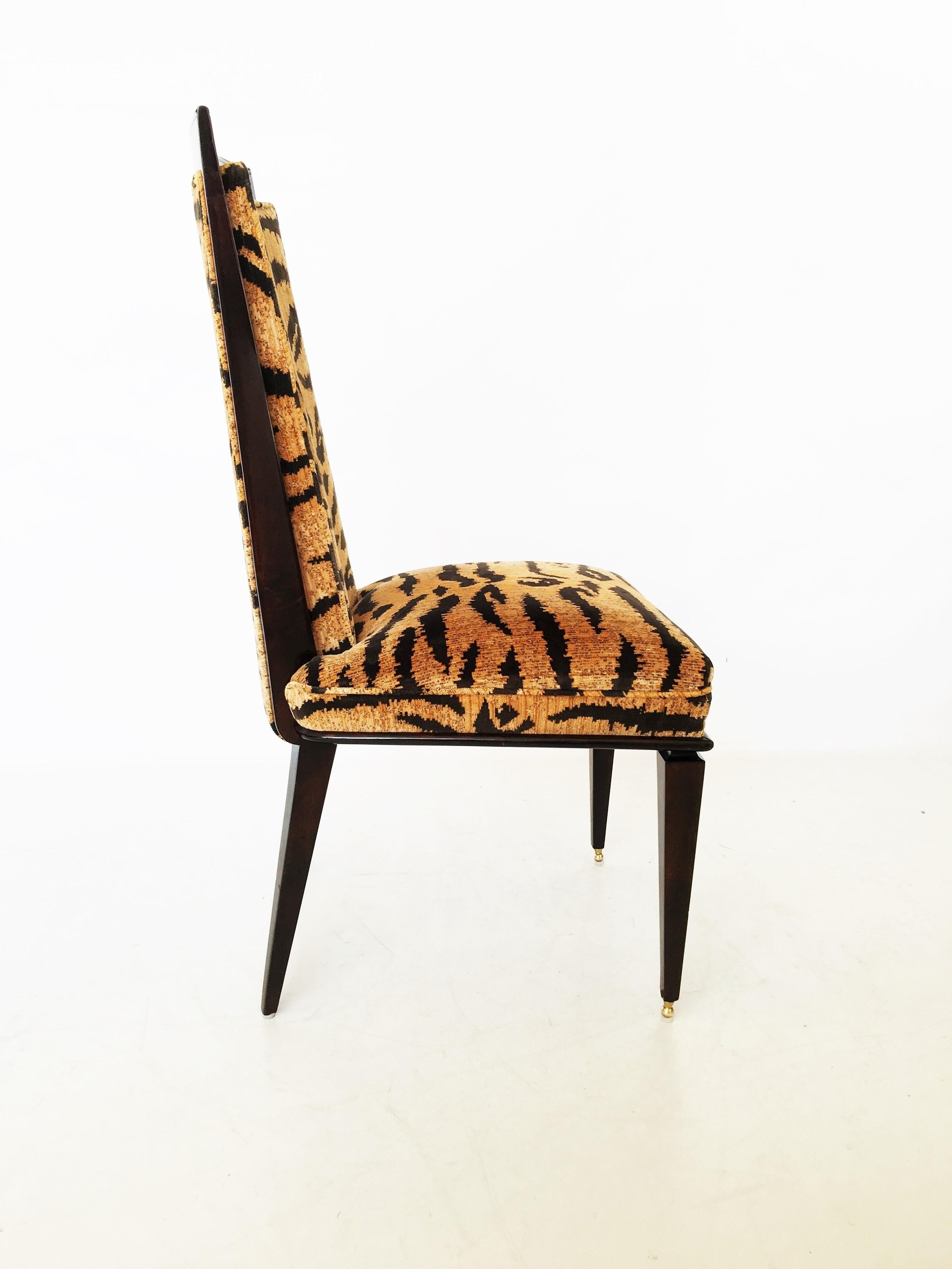 Mid-20th Century Fine Set of Six Art Deco Ebony De Macassar Dining Chairs For Sale