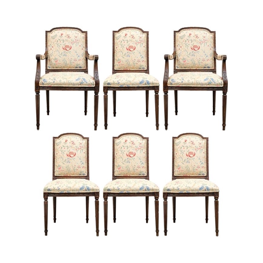 Fino Conjunto De Seis E.J. Colección Victor Newport Tallada  Sillas de comedor en venta