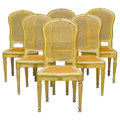 Antique Fine Set of Six Italian, 18th Century Painted and Parcel-Gilt Chairs