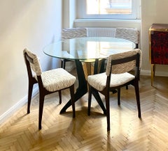 Fine Set of Six Italian Mid Century  Wood Chairs, 1950'