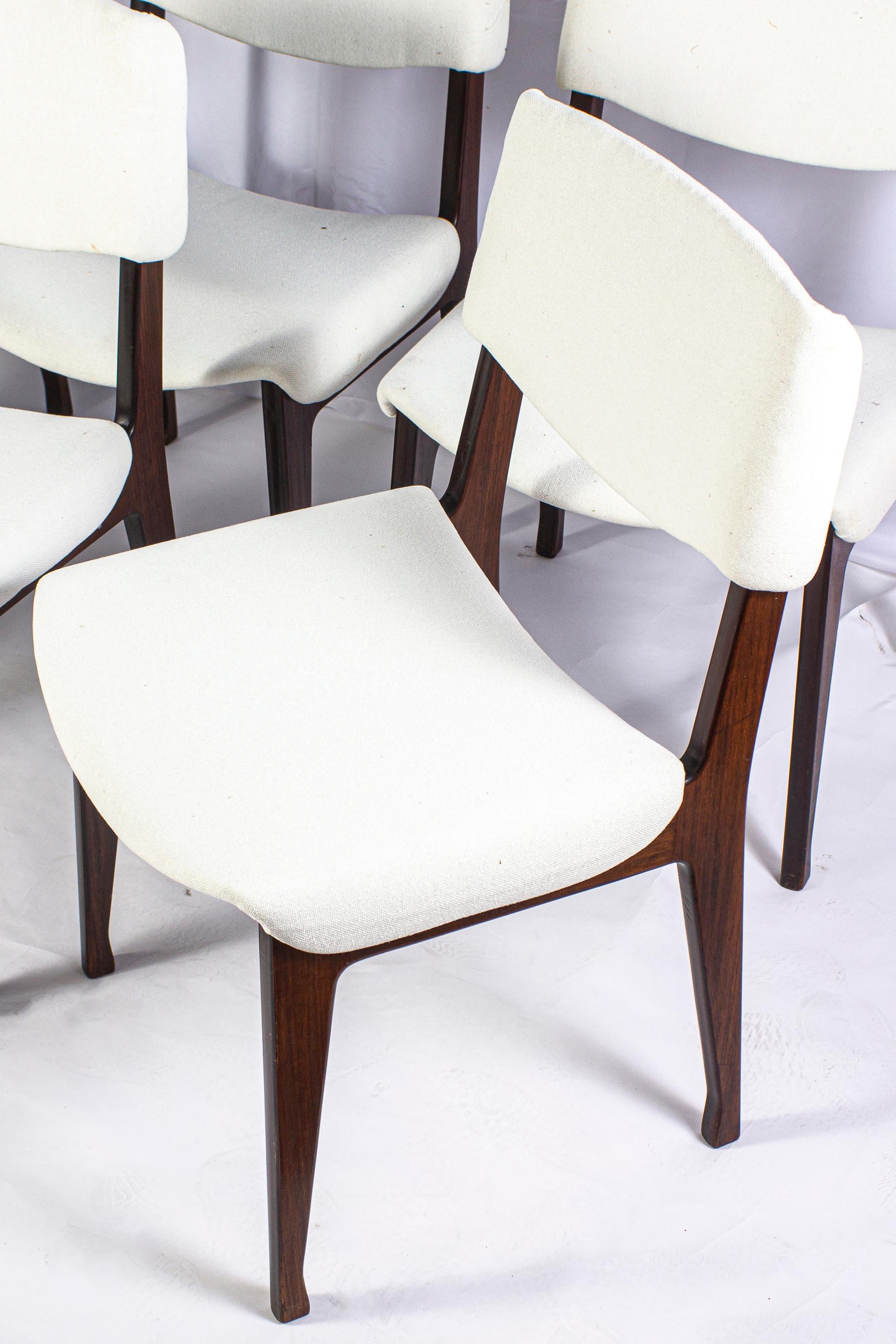 Mid-Century Modern Fine Set of Six Italian Mid Century  Wood Chairs, 1950'  For Sale