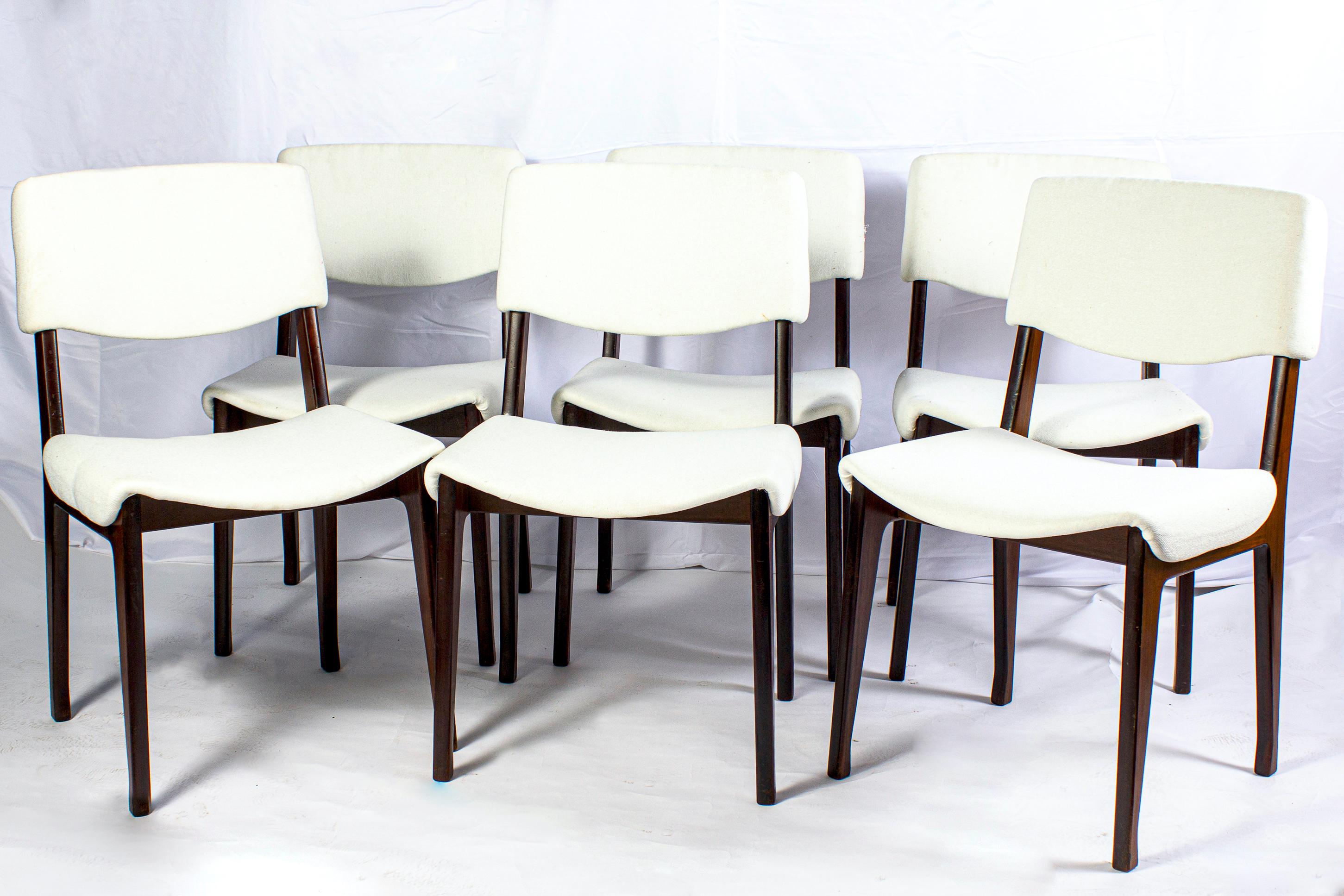 Fine Set of Six Italian Mid Century  Wood Chairs, 1950'  For Sale 1