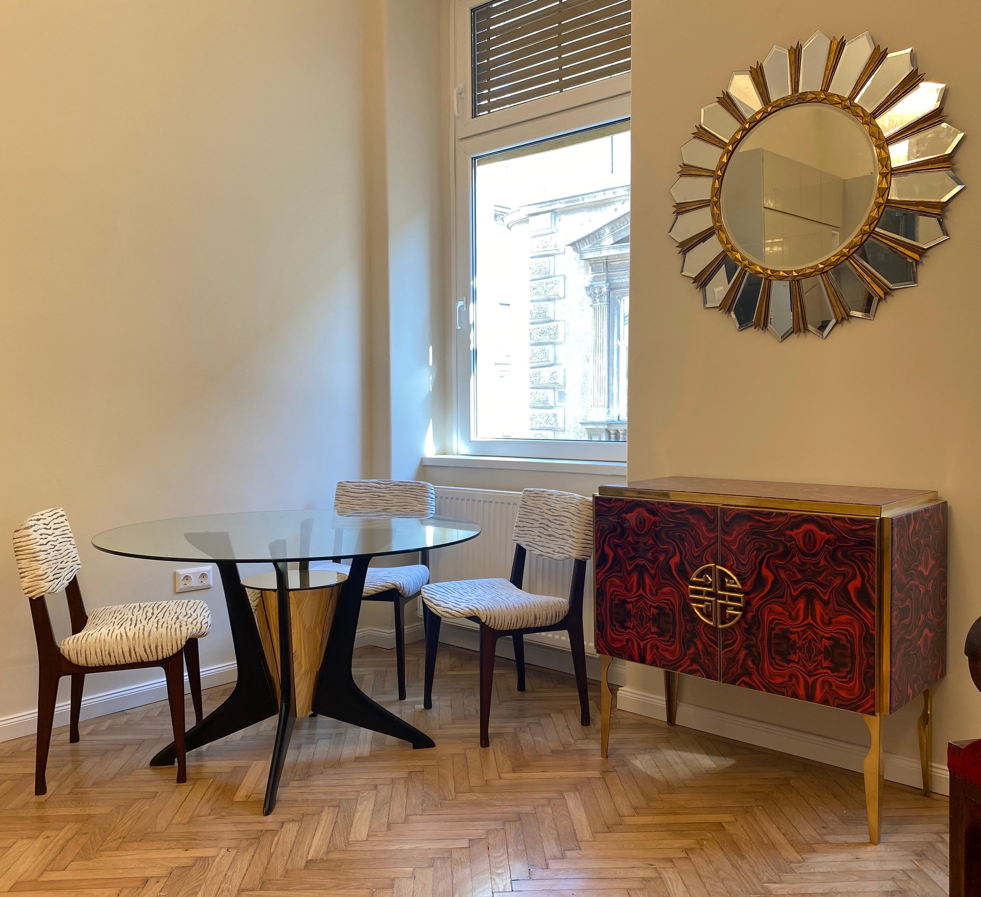 Fine Set of Six Italian Mid Century  Wood Chairs, 1950' For Sale 1