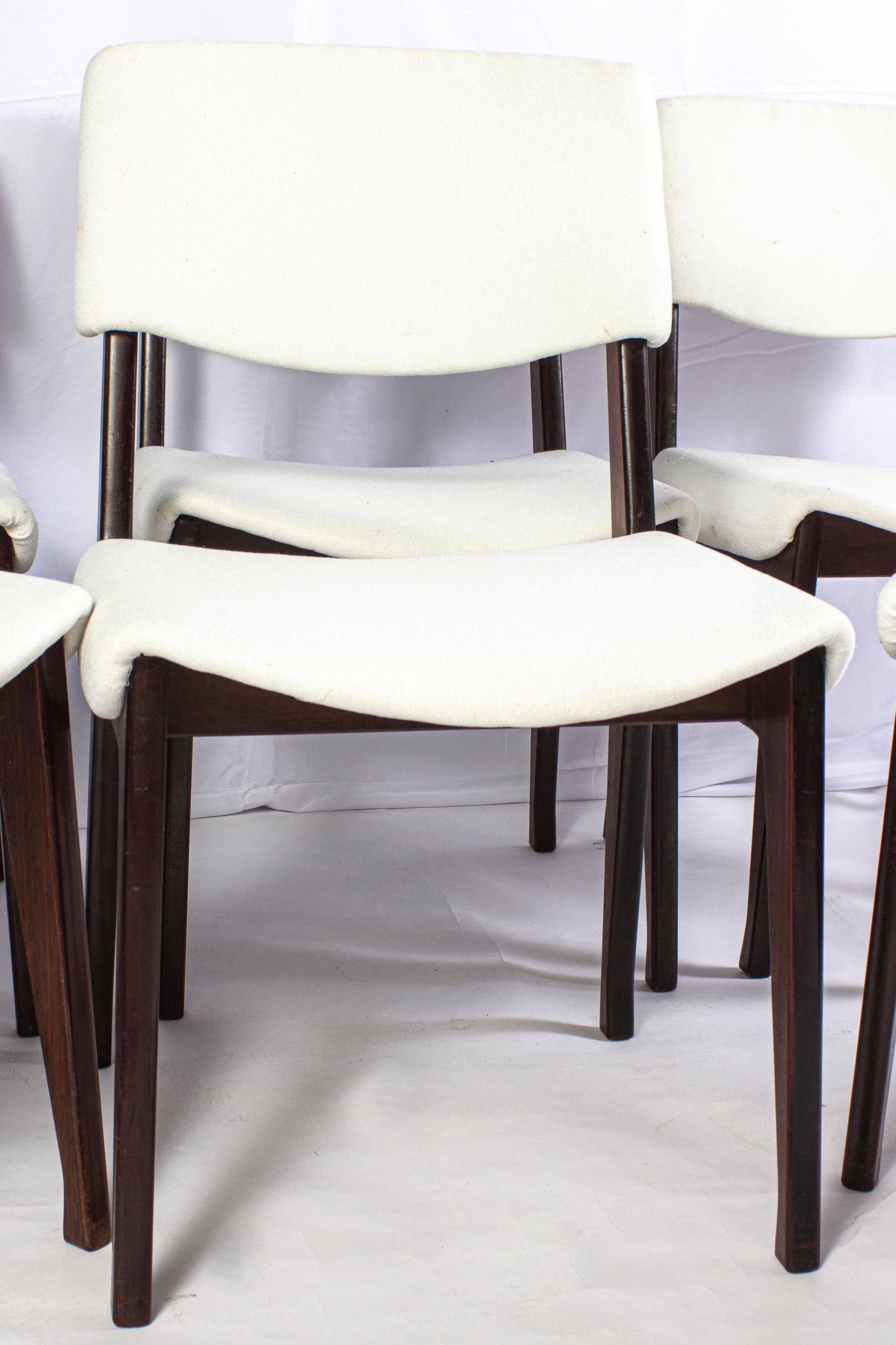 Fine Set of Six Italian Mid Century  Wood Chairs, 1950'  For Sale 3