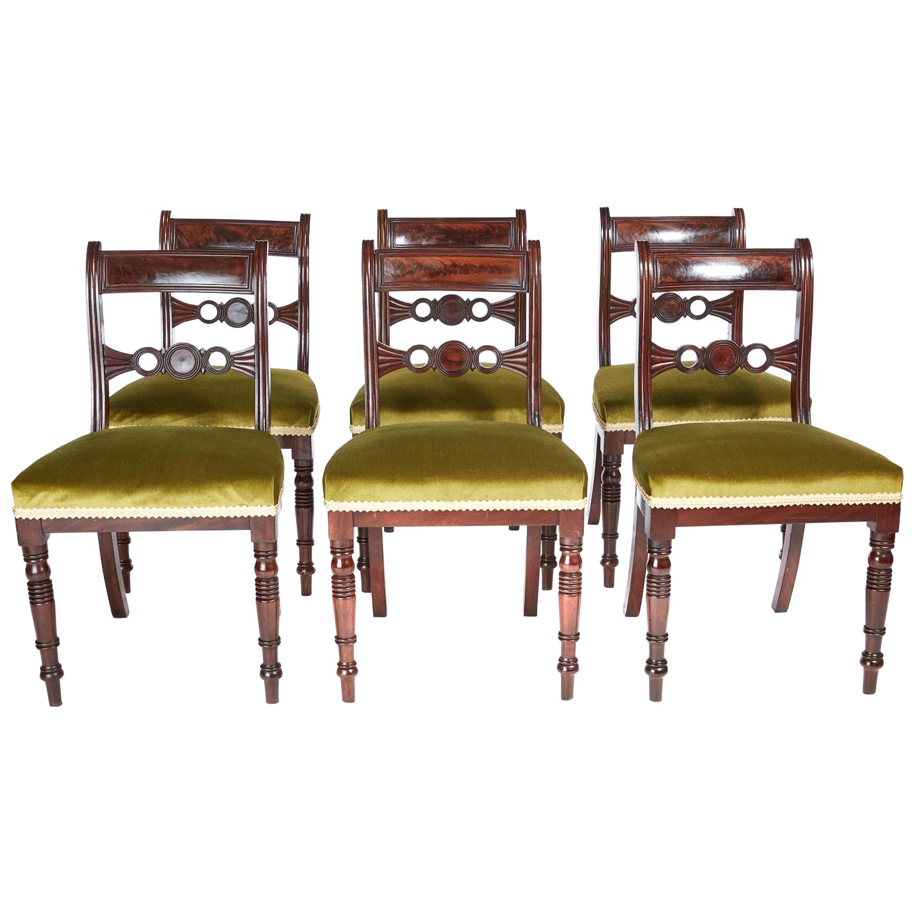 Fine Set of Six Regency Antique Mahogany Dining Chairs