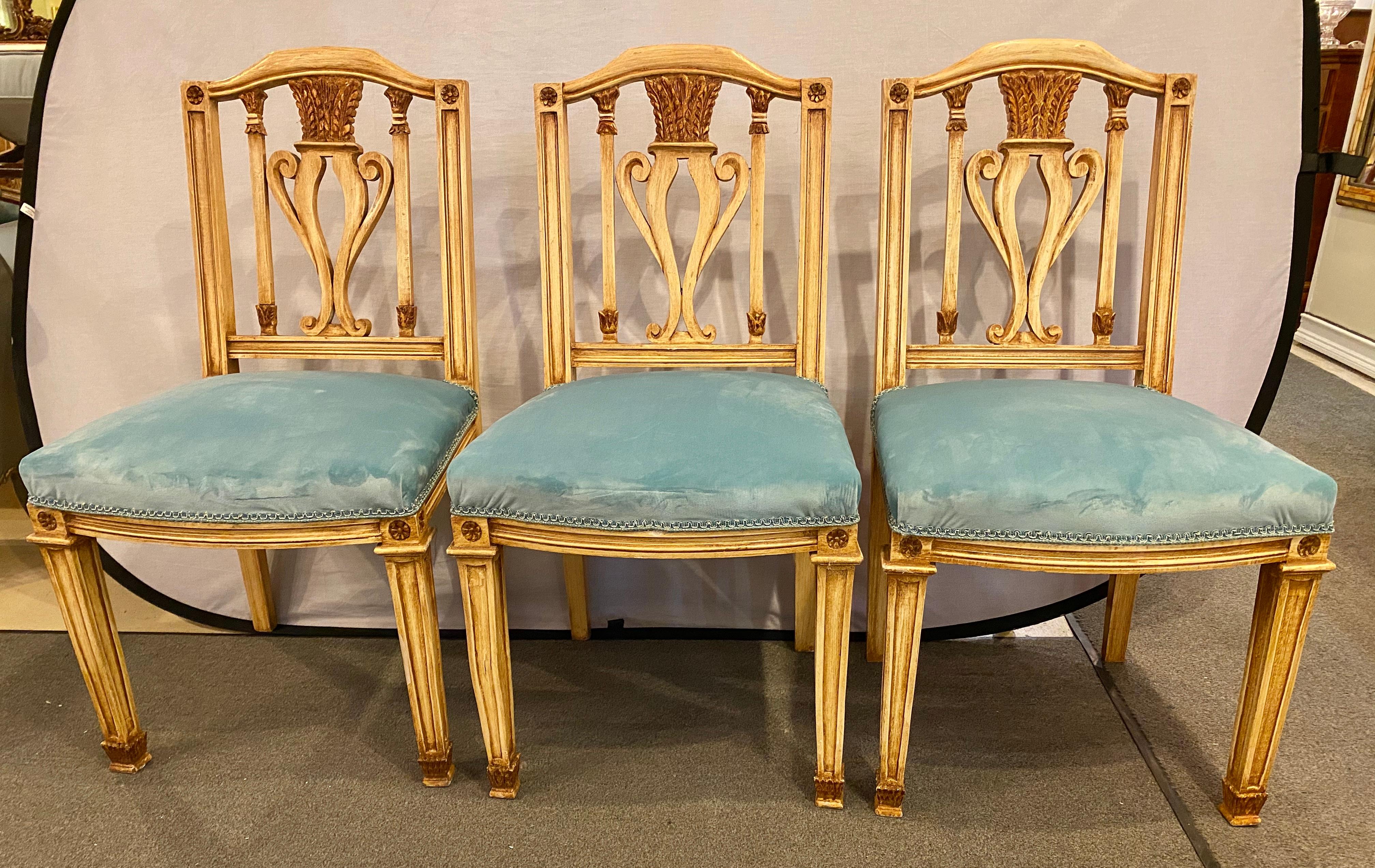 Fine Set of Six Regency Painted Dining Chairs in the Manner of Maison Jansen In Good Condition In Stamford, CT