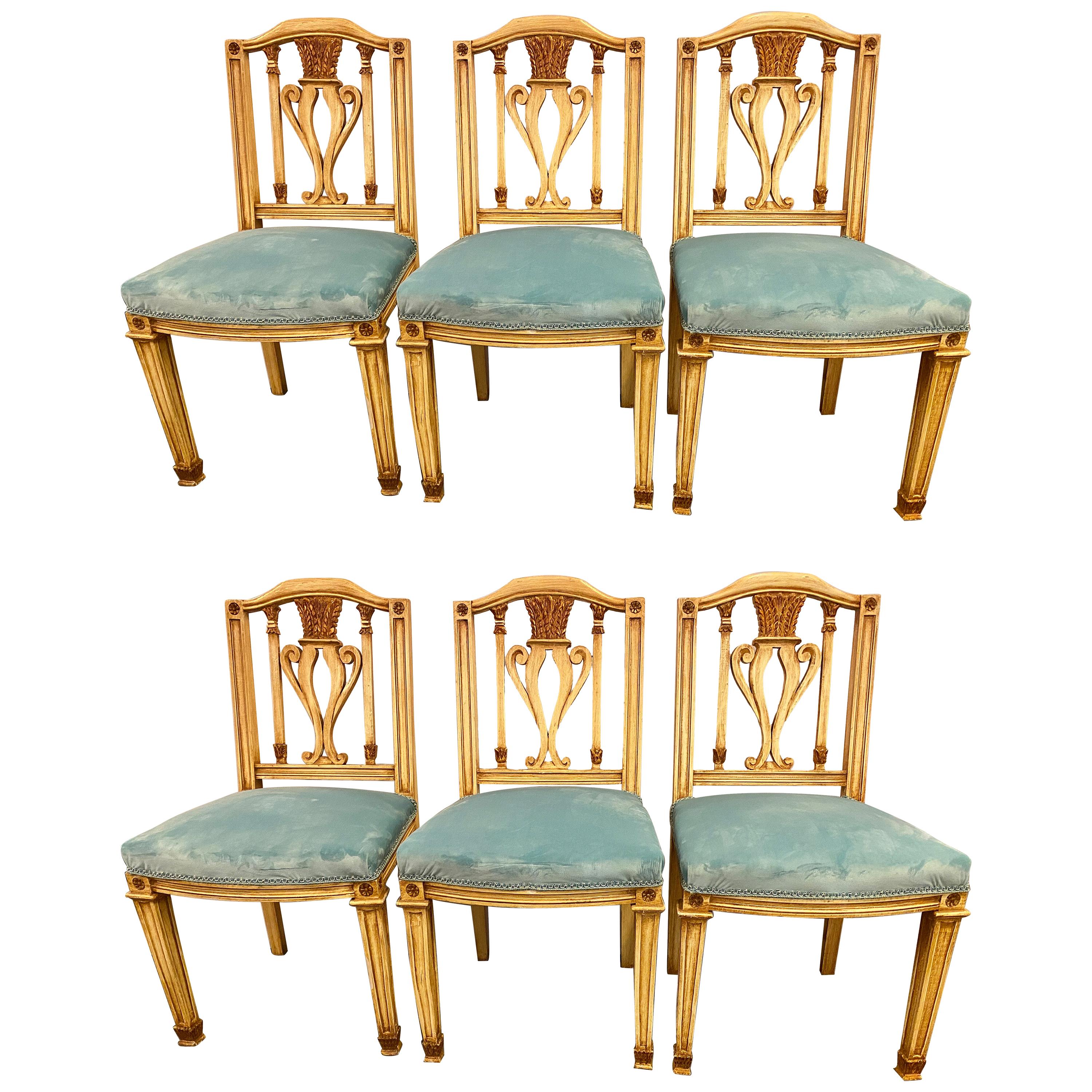 Fine Set of Six Regency Painted Dining Chairs in the Manner of Maison Jansen