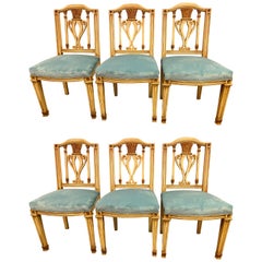 Vintage Fine Set of Six Regency Painted Dining Chairs in the Manner of Maison Jansen