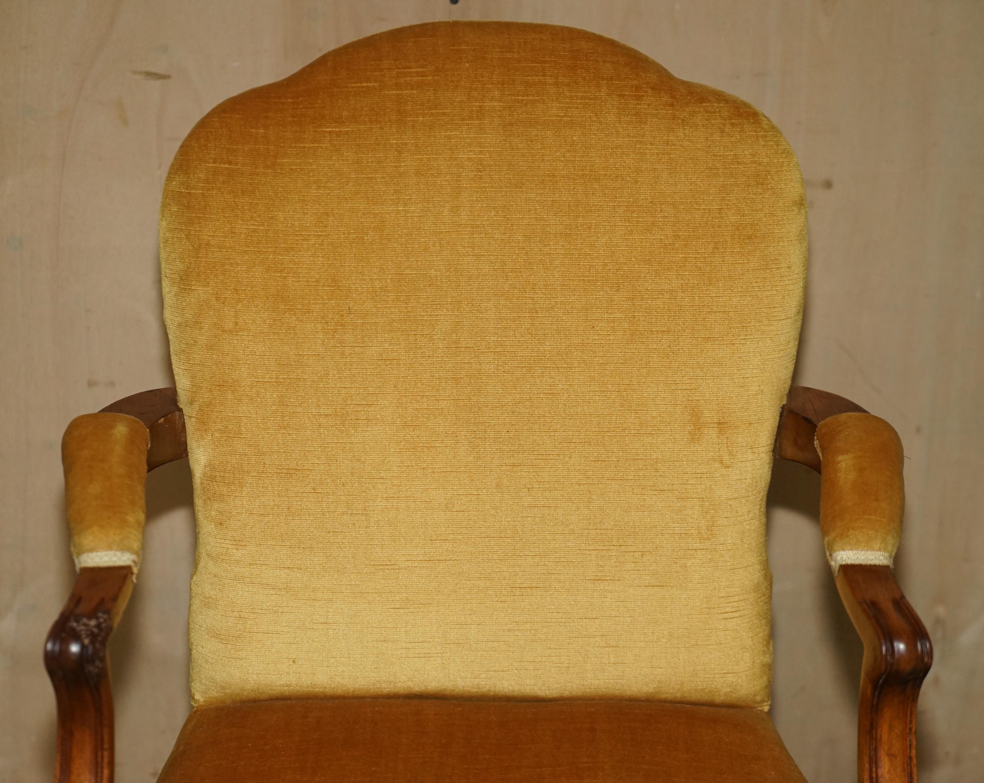 Hand-Crafted Fine Set of Six Solid Hand Carved Walnut Claw & Ball Feet Art Deco Dining Chairs For Sale