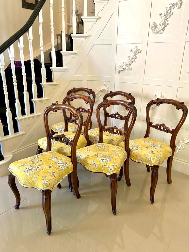 Fine Antique Set of Six Victorian Carved Rosewood Dining Chairs 4
